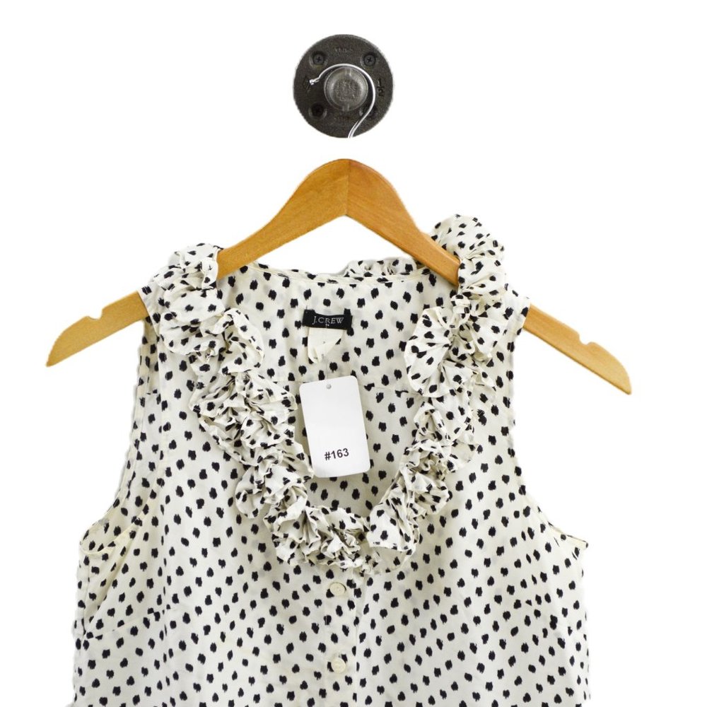 J. Crew Silk Ruffle Dot Print Blouse #163-110 - Picture 2 of 3